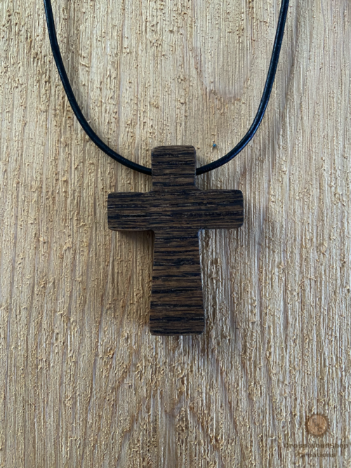 Rounded Wooden Cross Necklace